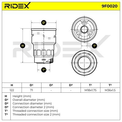 Filtr Paliwa RIDEX 9F0020 9F0020 - foto 5