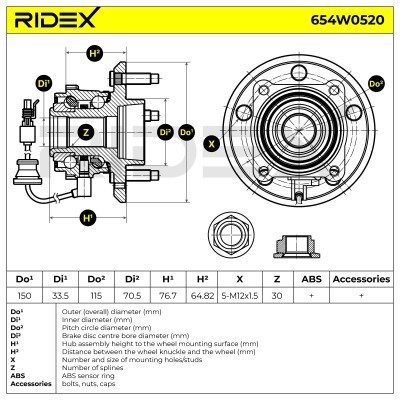 Łożysko Koła RIDEX 654W0520 654W0520 - foto 3