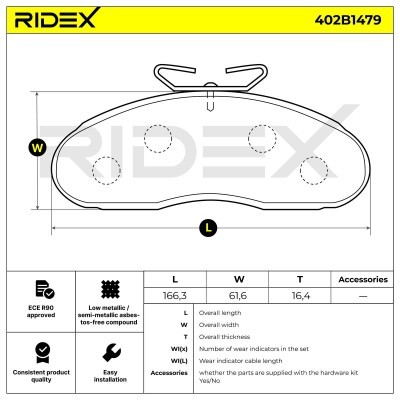 Klocki hamulcowe RIDEX 402B1479 402B1479 - foto 6