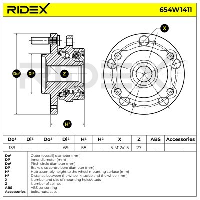 Łożysko Koła RIDEX 654W1411 654W1411 - foto 6