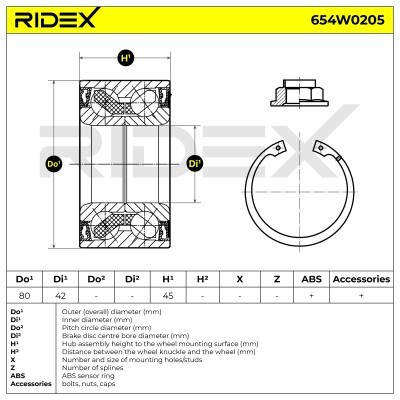 Łożysko Koła RIDEX 654W0205 654W0205 - foto 6