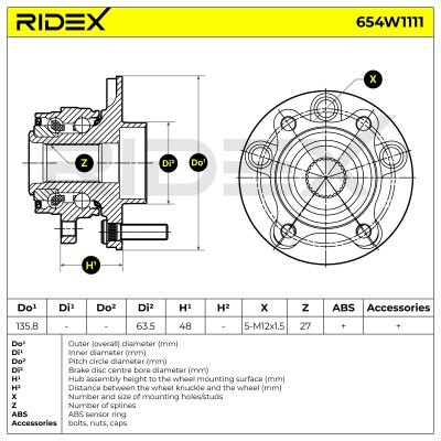 Łożysko Koła RIDEX 654W1111 654W1111 - foto 9