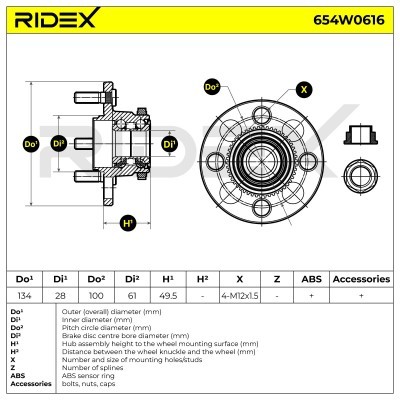 Łożysko Koła RIDEX 654W0616 654W0616 - foto 2