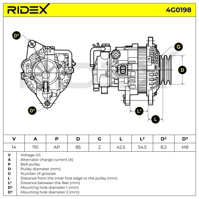 Alternator RIDEX 4G0198 4G0198 - foto 7
