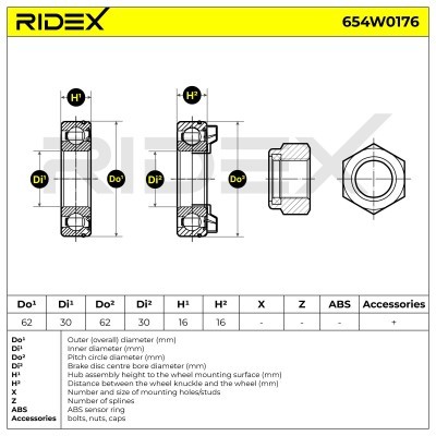 Łożysko Koła RIDEX 654W0176 654W0176 - foto 3