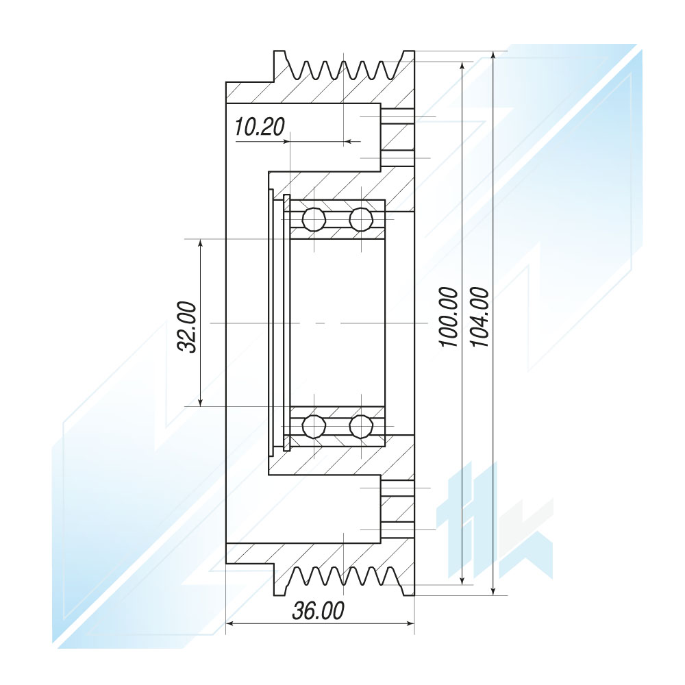 Koło Pasowe Sprężarki Klimatyzacji PANASONIC H12 6PK (PV6) Ø104/Ø100 Mazda 111PH12602 - foto 4