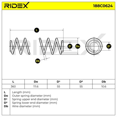 Sprężyna Zawieszenia RIDEX 188C0624 188C0624 - foto 5