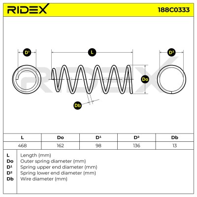 Sprężyna Zawieszenia RIDEX 188C0333 188C0333 - foto 4