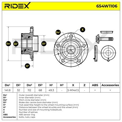Łożysko Koła RIDEX 654W1106 654W1106 - foto 5
