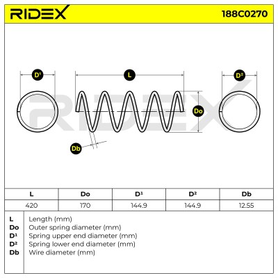 Sprężyna Zawieszenia RIDEX 188C0270 188C0270 - foto 5