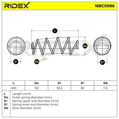 Sprężyna Zawieszenia RIDEX 188C0996 188C0996 - foto 5