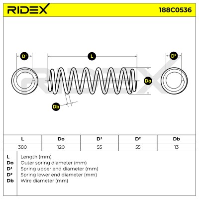 Sprężyna Zawieszenia RIDEX 188C0536 188C0536 - foto 5