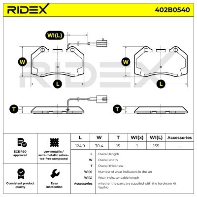 Klocki hamulcowe RIDEX 402B0540 402B0540 - foto 7