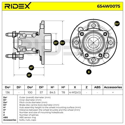 Łożysko Koła RIDEX 654W0075 654W0075 - foto 2