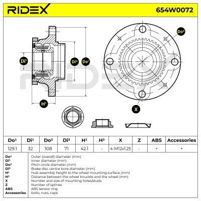 Łożysko Koła RIDEX 654W0072 654W0072 - foto 2