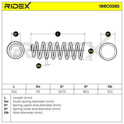 Sprężyna Zawieszenia RIDEX 188C0385 188C0385 - foto 5