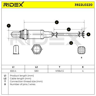 Sonda Lambda RIDEX 3922L0220 3922L0220 - foto 5