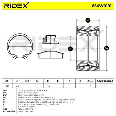 Łożysko Koła RIDEX 654W0191 654W0191 - foto 3