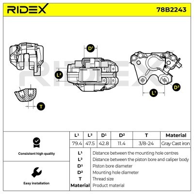 Zacisk Hamulcowy RIDEX 78B2243 78B2243 - foto 2