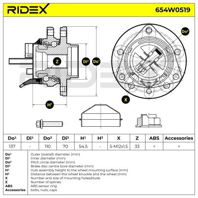 Łożysko Koła RIDEX 654W0519 654W0519 - foto 5