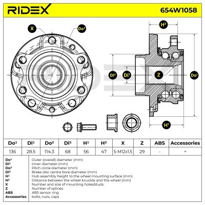 Łożysko Koła RIDEX 654W1058 654W1058 - foto 6