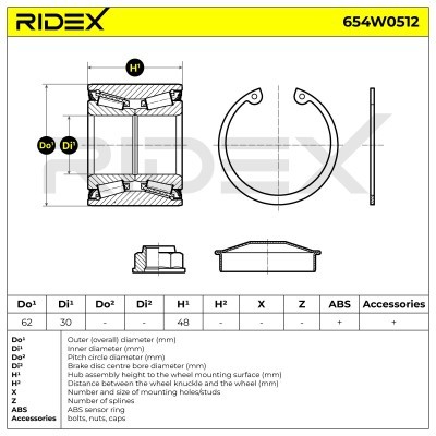 Łożysko Koła RIDEX 654W0512 654W0512 - foto 5