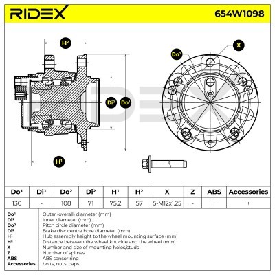 Łożysko Koła RIDEX 654W1098 654W1098 - foto 6