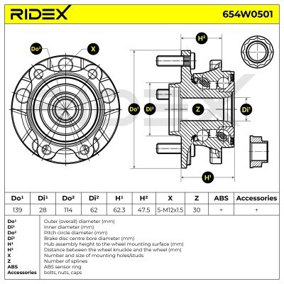 Łożysko Koła RIDEX 654W0501 654W0501 - foto 3