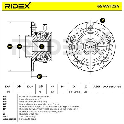 Łożysko Koła RIDEX 654W1224 654W1224 - foto 7
