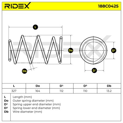 Sprężyna Zawieszenia RIDEX 188C0425 188C0425 - foto 3