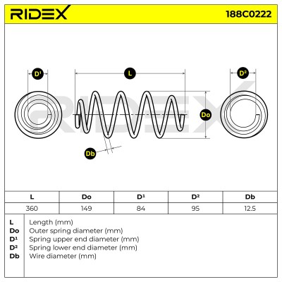 Sprężyna Zawieszenia RIDEX 188C0222 188C0222 - foto 5