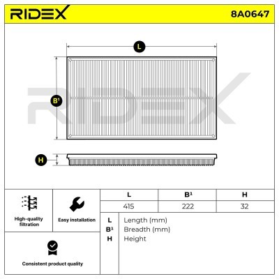 Filtr Powietrza RIDEX 8A0647 8A0647 - foto 6