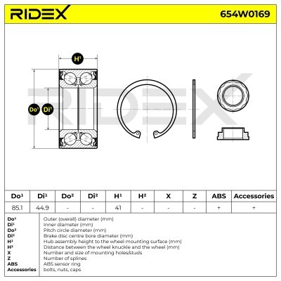 Łożysko Koła RIDEX 654W0169 654W0169 - foto 2