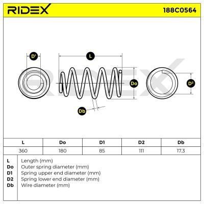 Sprężyna Zawieszenia RIDEX 188C0564 188C0564 - foto 5