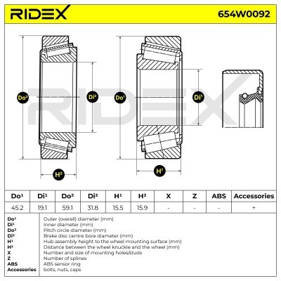 Łożysko Koła RIDEX 654W0092 654W0092 - foto 3