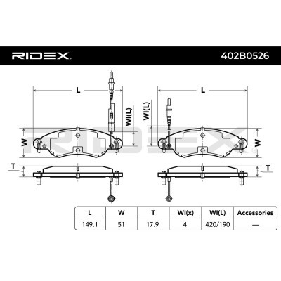 Klocki hamulcowe RIDEX 402B0526 402B0526 - foto 3