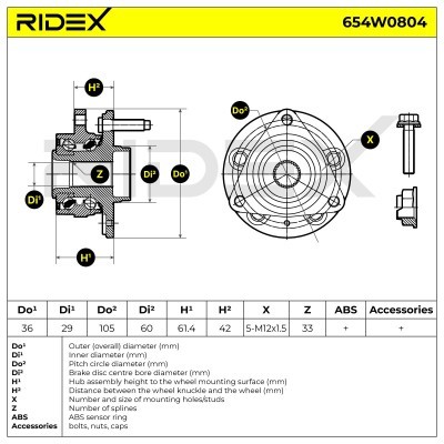 Łożysko Koła RIDEX 654W0804 654W0804 - foto 4