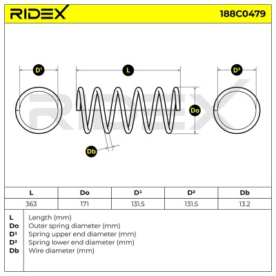 Sprężyna Zawieszenia RIDEX 188C0479 188C0479 - foto 4