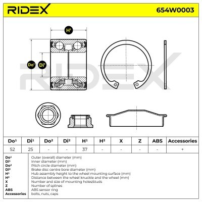 Łożysko Koła RIDEX 654W0003 654W0003 - foto 2