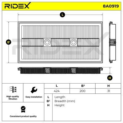 Filtr Powietrza RIDEX 8A0919 8A0919 - foto 6