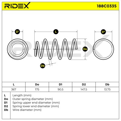 Sprężyna Zawieszenia RIDEX 188C0335 188C0335 - foto 5