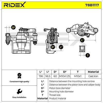 Zacisk Hamulcowy RIDEX 78B1117 78B1117 - foto 7