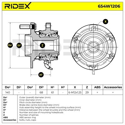 Łożysko Koła RIDEX 654W1206 654W1206 - foto 7