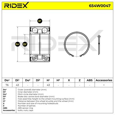 Łożysko Koła RIDEX 654W0047 654W0047 - foto 3