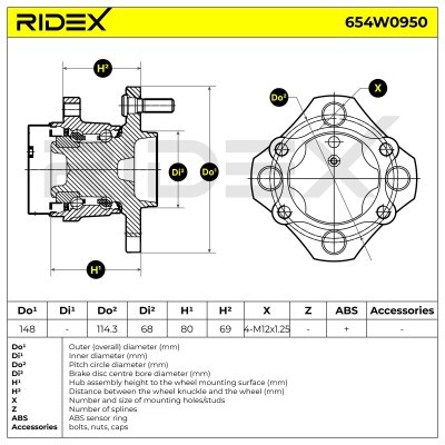 Łożysko Koła RIDEX 654W0950 654W0950 - foto 6