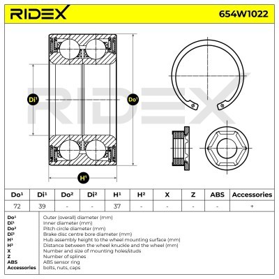 Łożysko Koła RIDEX 654W1022 654W1022 - foto 6
