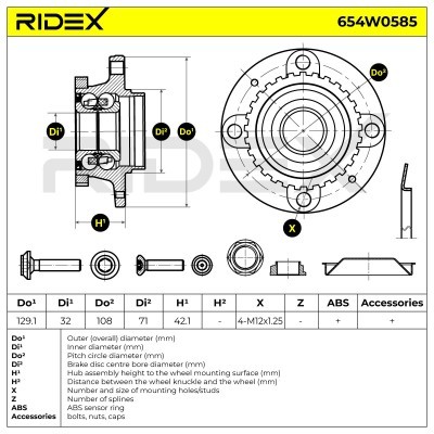 Łożysko Koła RIDEX 654W0585 654W0585 - foto 2
