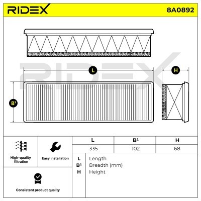 Filtr Powietrza RIDEX 8A0892 8A0892 - foto 6