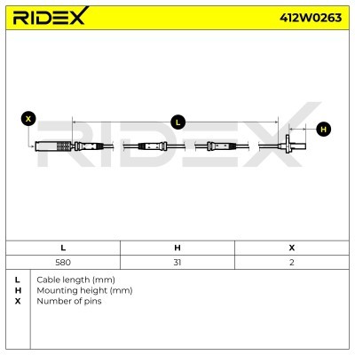 Czujnik ABS RIDEX 412W0263 412W0263 - foto 6