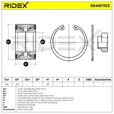 Łożysko Koła RIDEX 654W1153 654W1153 - foto 5